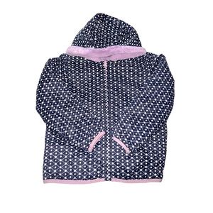 Hanna Anderson Micro Floral Print Reversible Full Zip Hooded Jacket Size 110/6